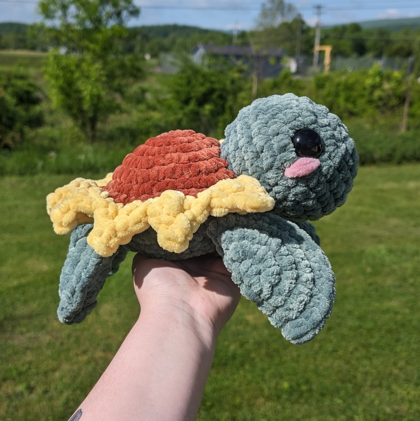 Jumbo Sunflower Turtle Crochet Plushie