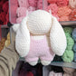 Jumbo Cream Strawberry Bunny Crochet Plushie (removable overalls) [Archived]