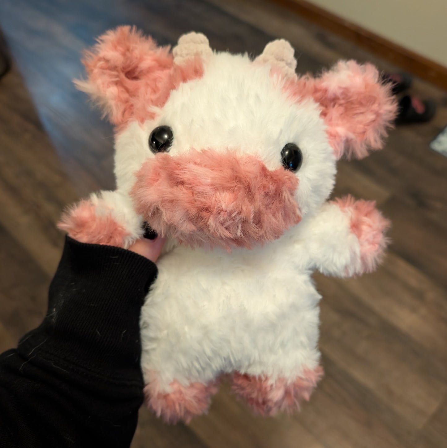 Fluffy Pink Swirl Cow Crochet Plushie