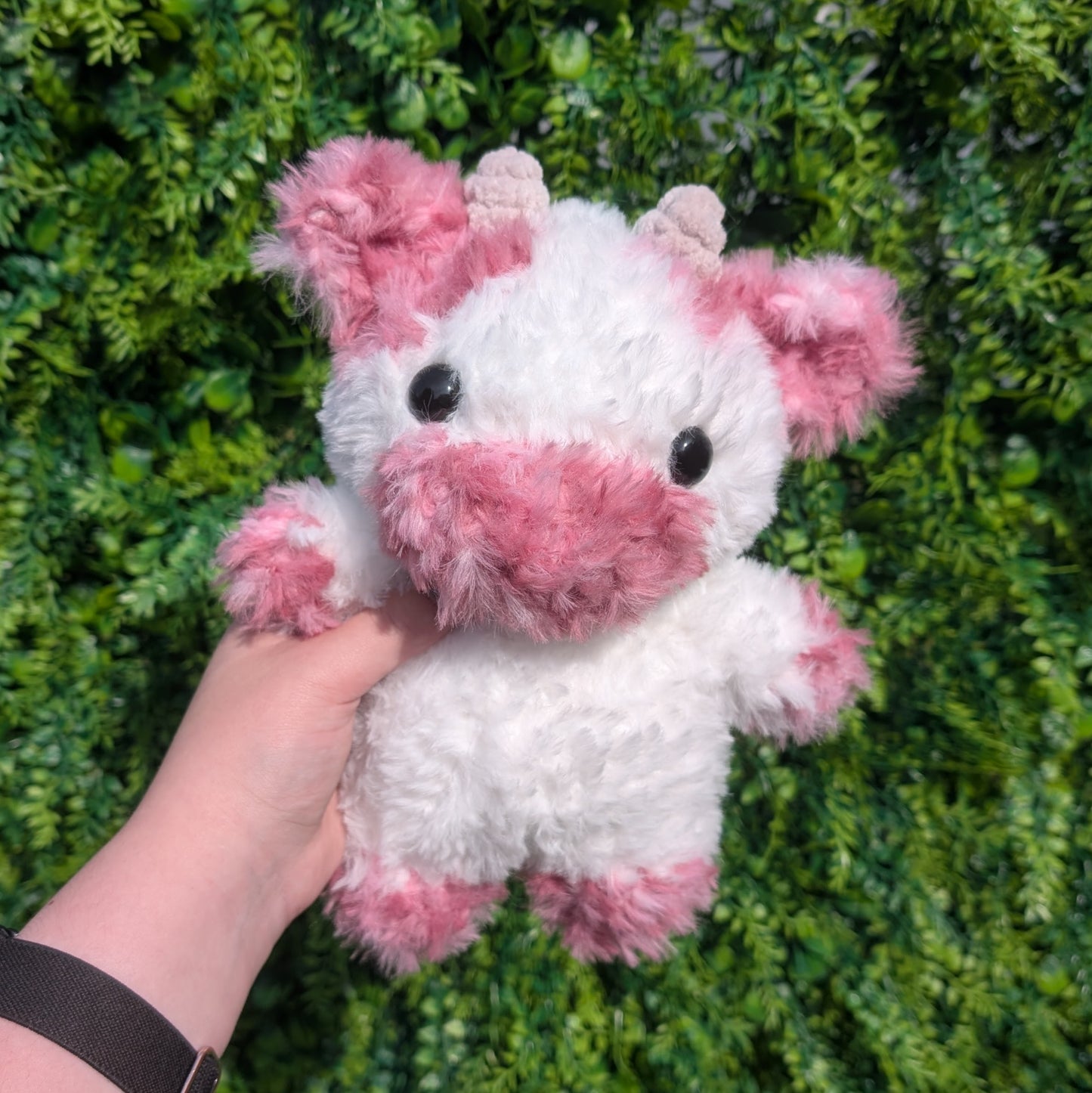 Fluffy Pink Swirl Cow Crochet Plushie