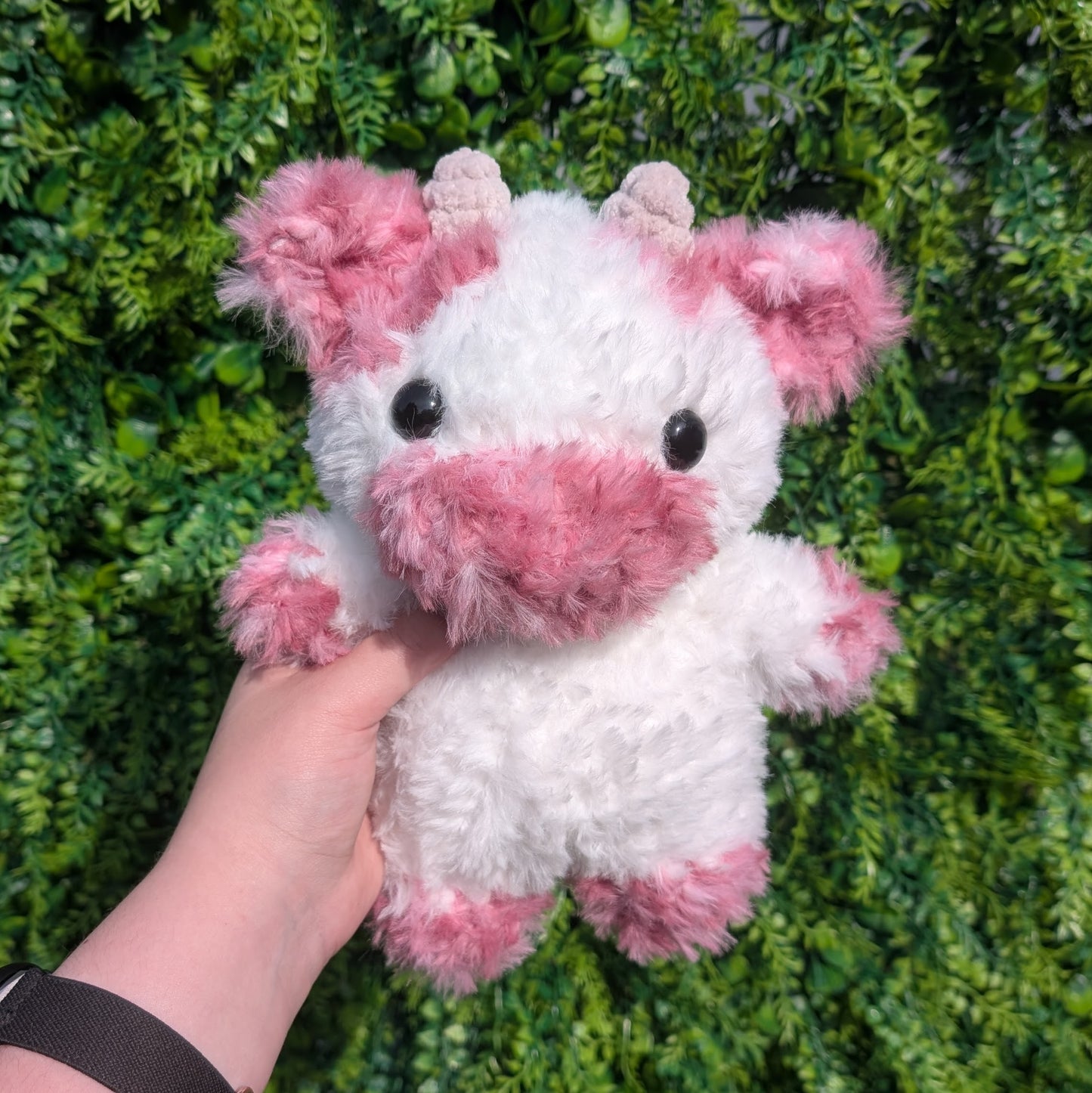 Fluffy Pink Swirl Cow Crochet Plushie