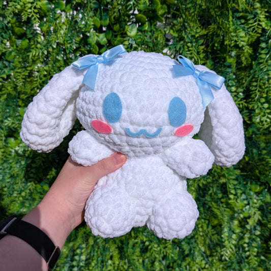 HECHO A PEDIDO Jumbo Kawaii Japonés Perro Blanco Conejito Crochet Peluche