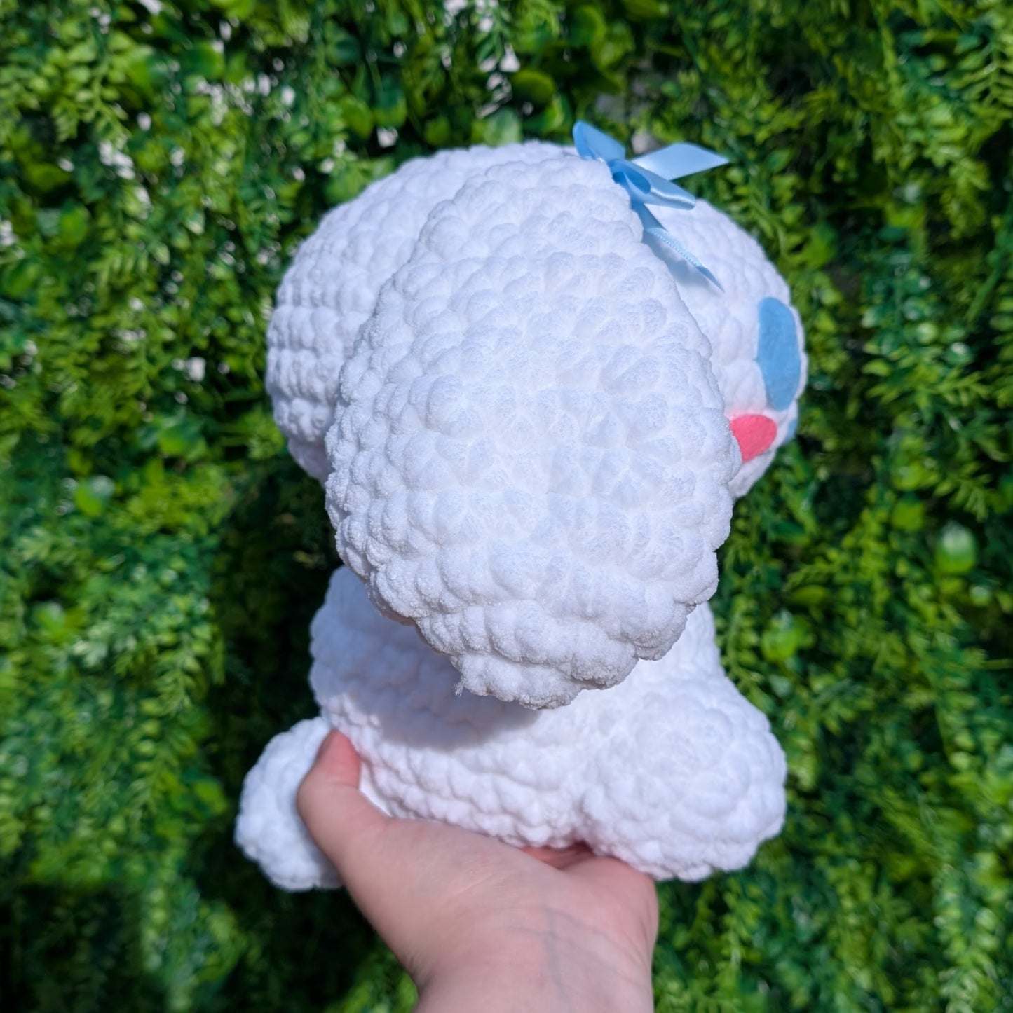 HECHO A PEDIDO Jumbo Kawaii Japonés Perro Blanco Conejito Crochet Peluche