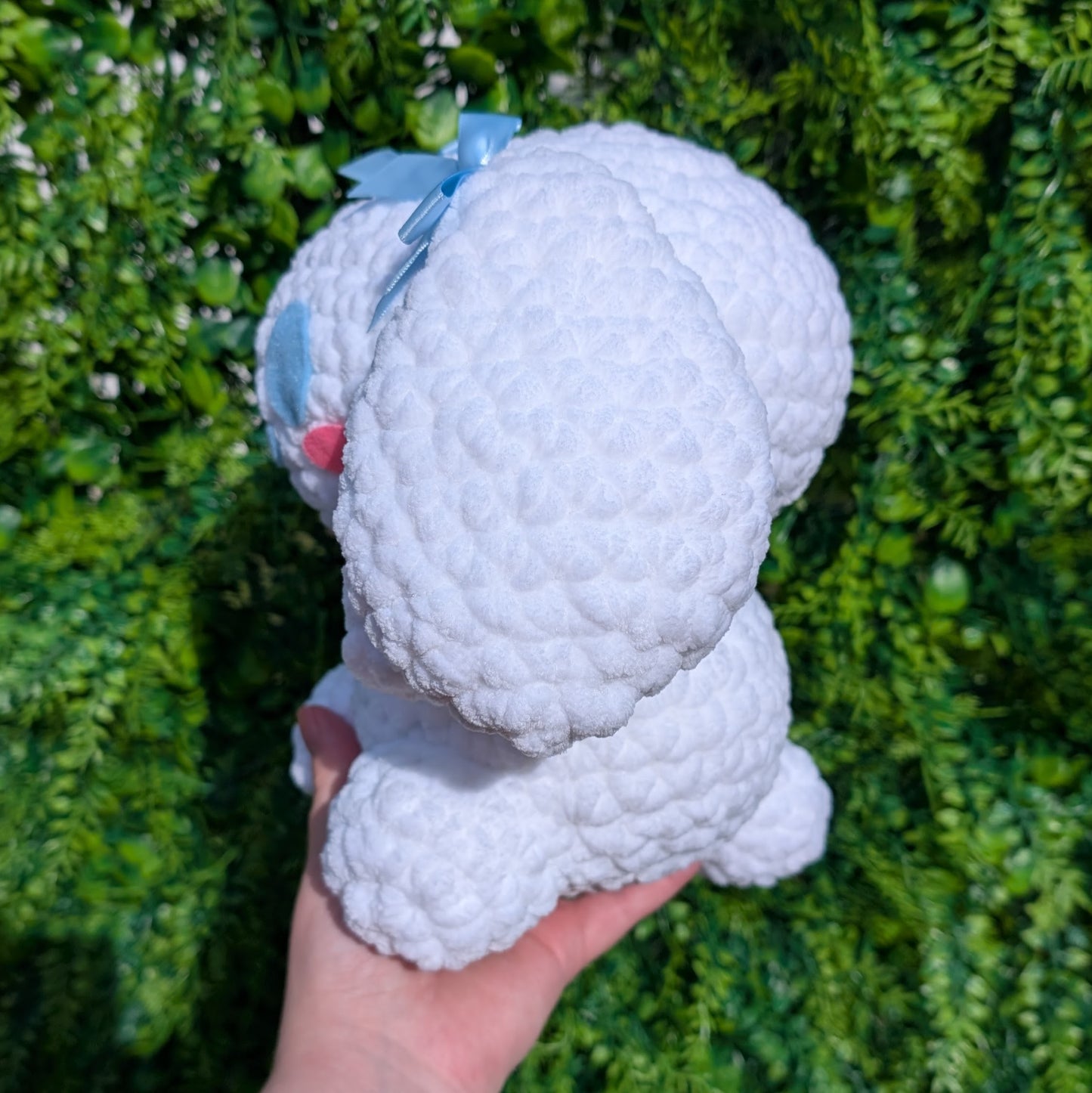 HECHO A PEDIDO Jumbo Kawaii Japonés Perro Blanco Conejito Crochet Peluche