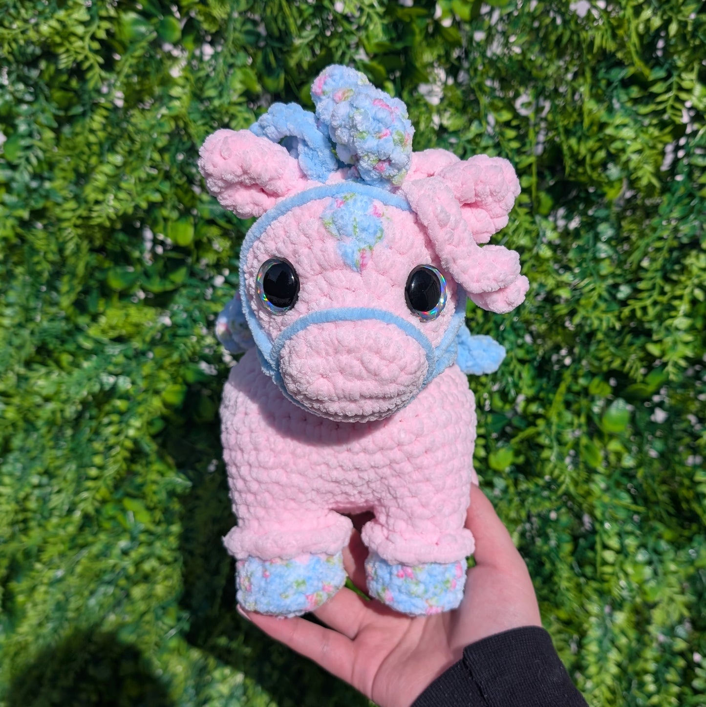 CUSTOM ORDER Pastel Pink and Blue Horse Crochet Plushie