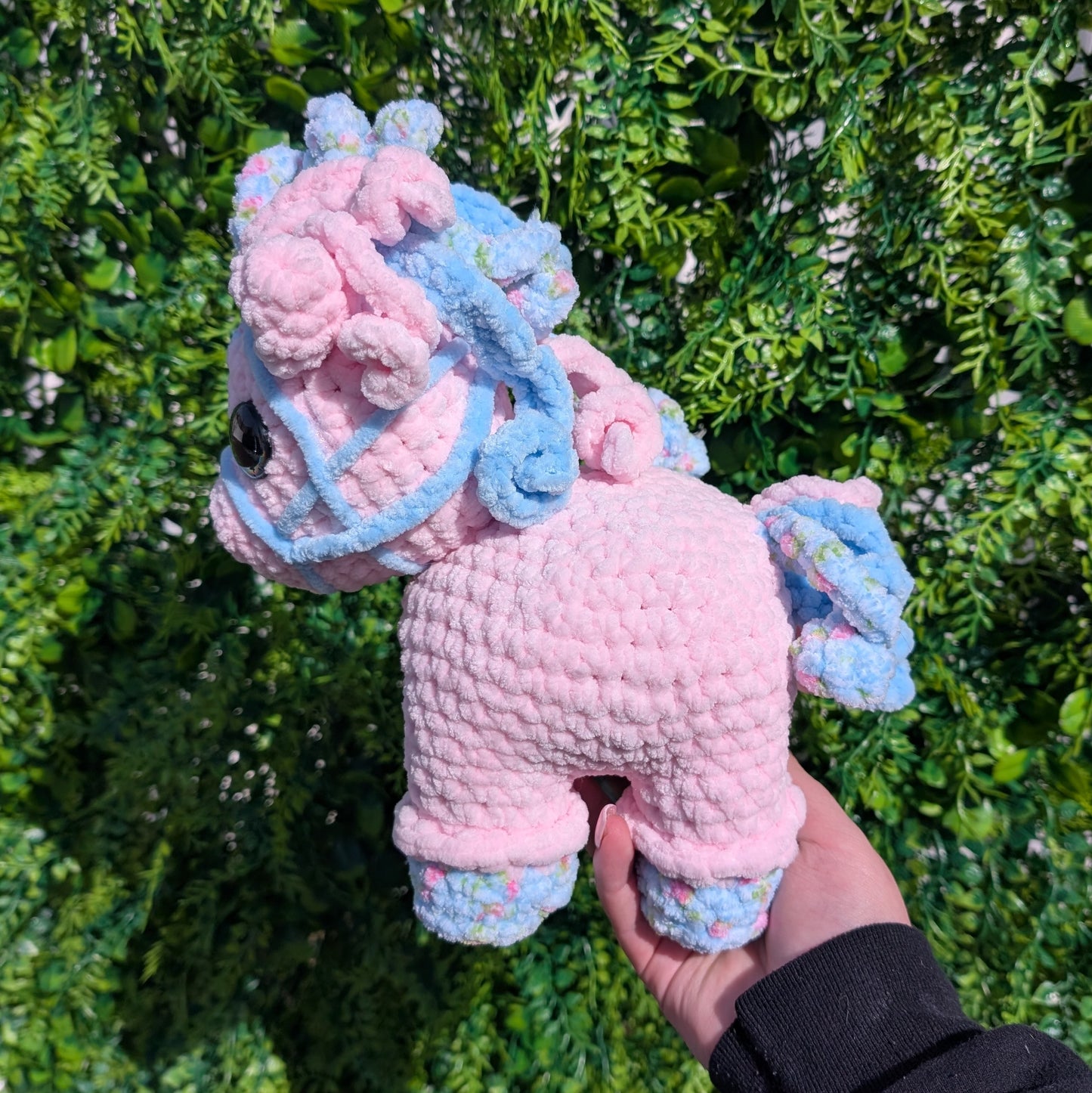 CUSTOM ORDER Pastel Pink and Blue Horse Crochet Plushie