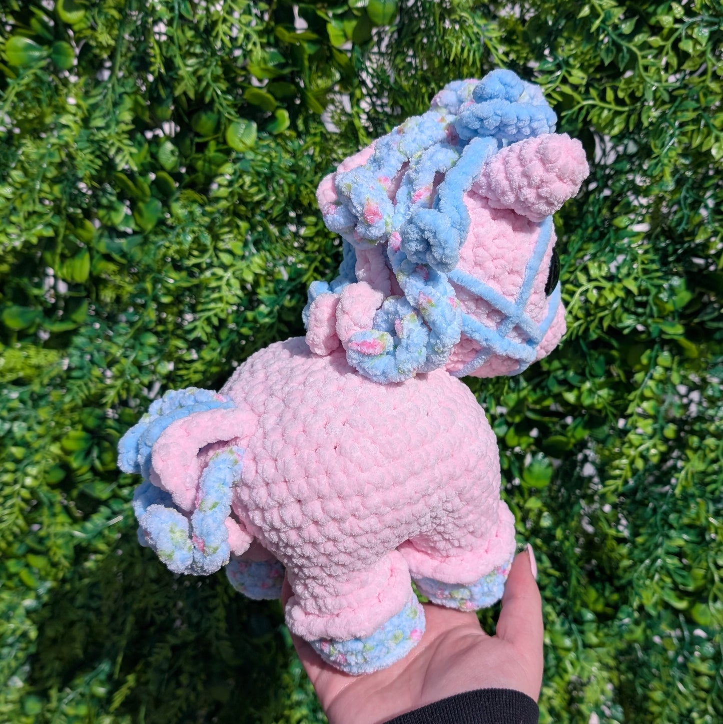 CUSTOM ORDER Pastel Pink and Blue Horse Crochet Plushie