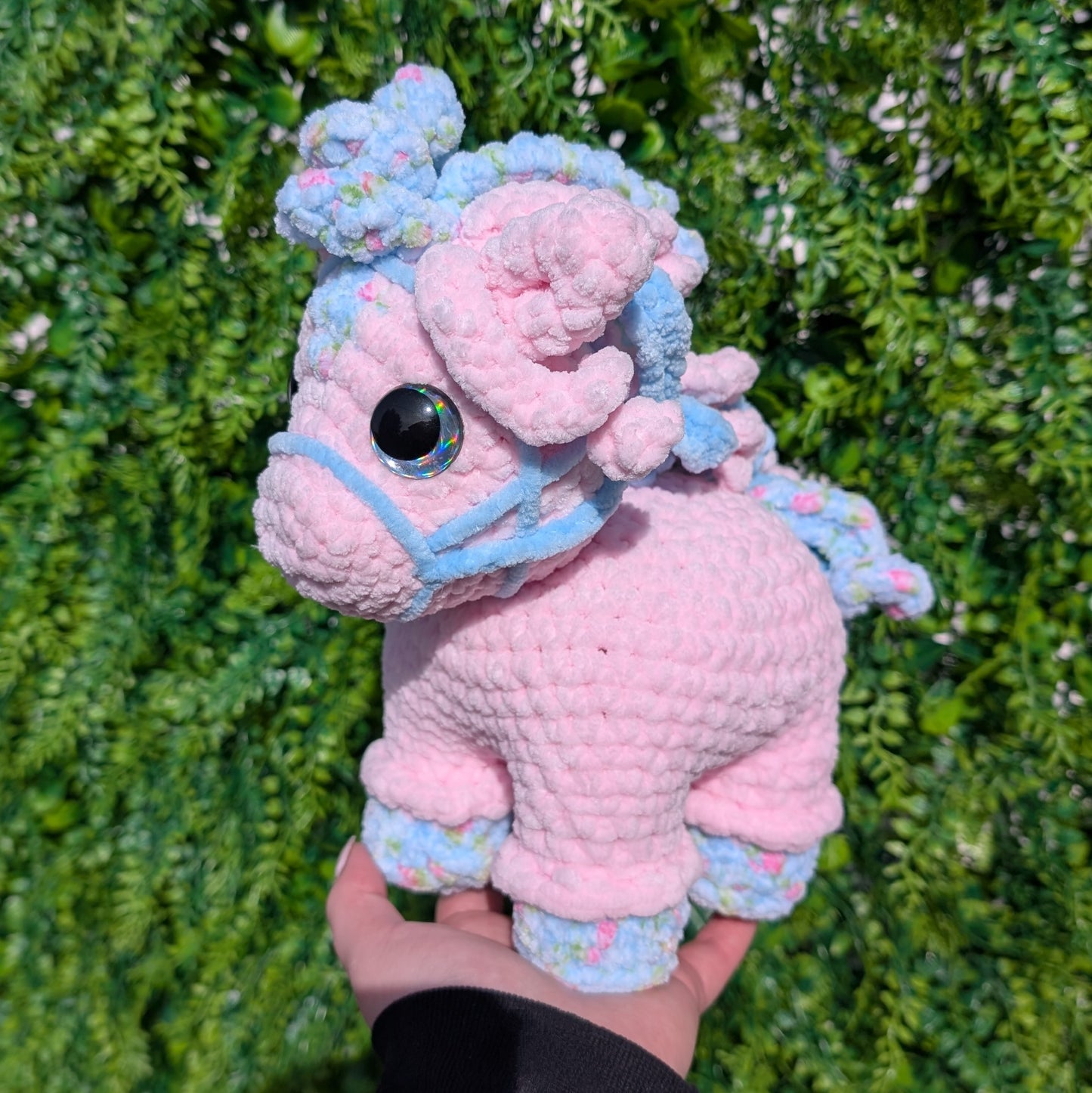 CUSTOM ORDER Pastel Pink and Blue Horse Crochet Plushie