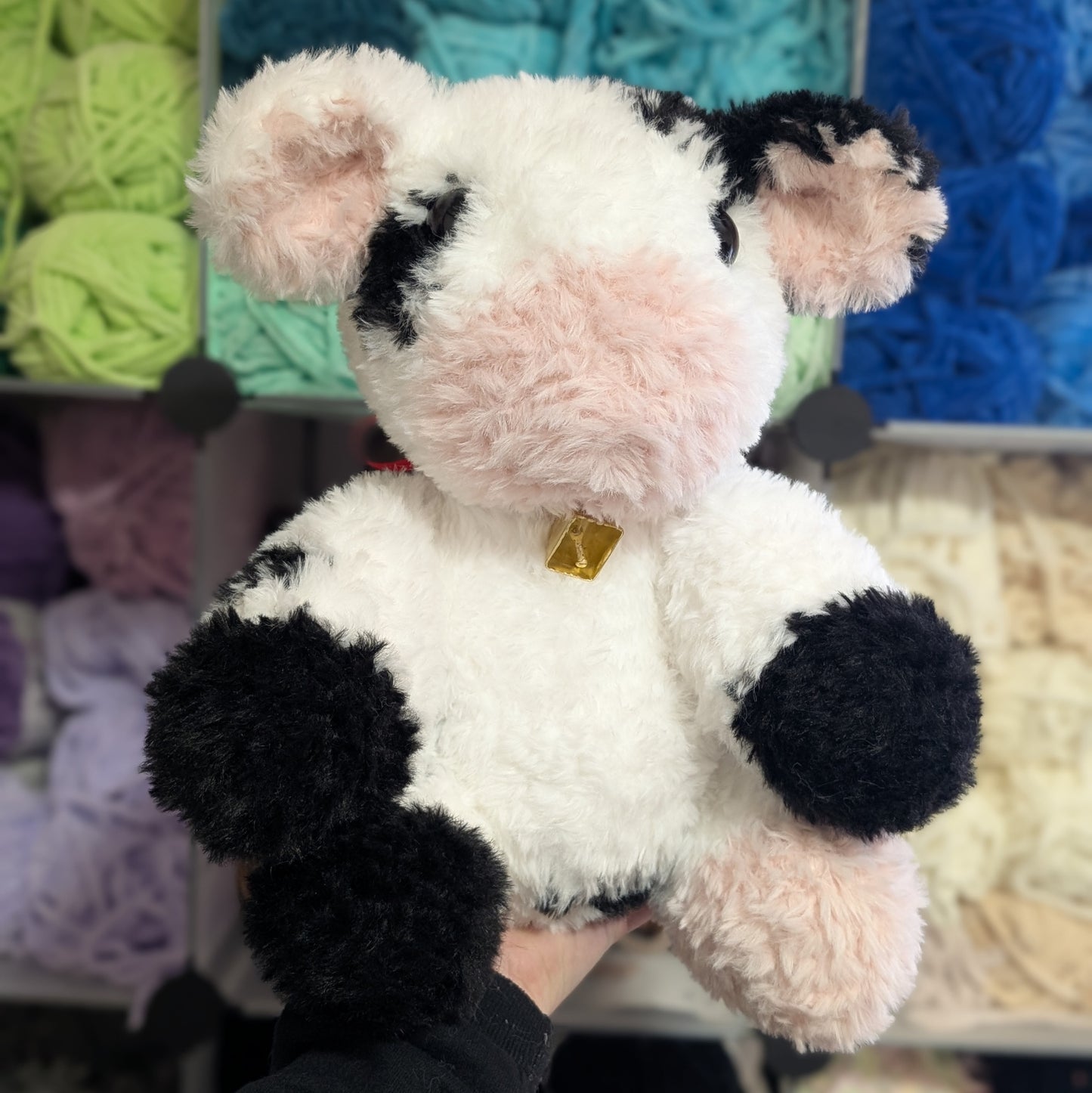 Jumbo Fluffy Sitting Cow Crochet Plushie