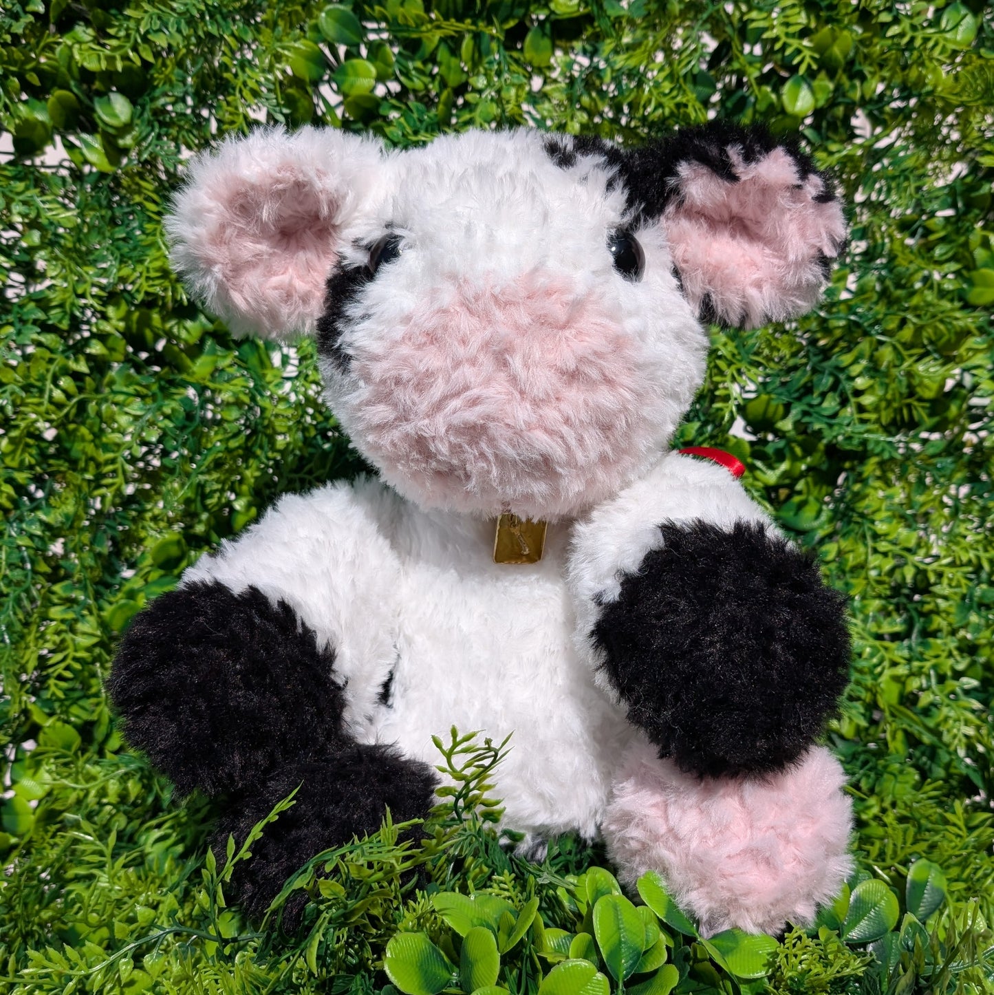 Jumbo Fluffy Sitting Cow Crochet Plushie