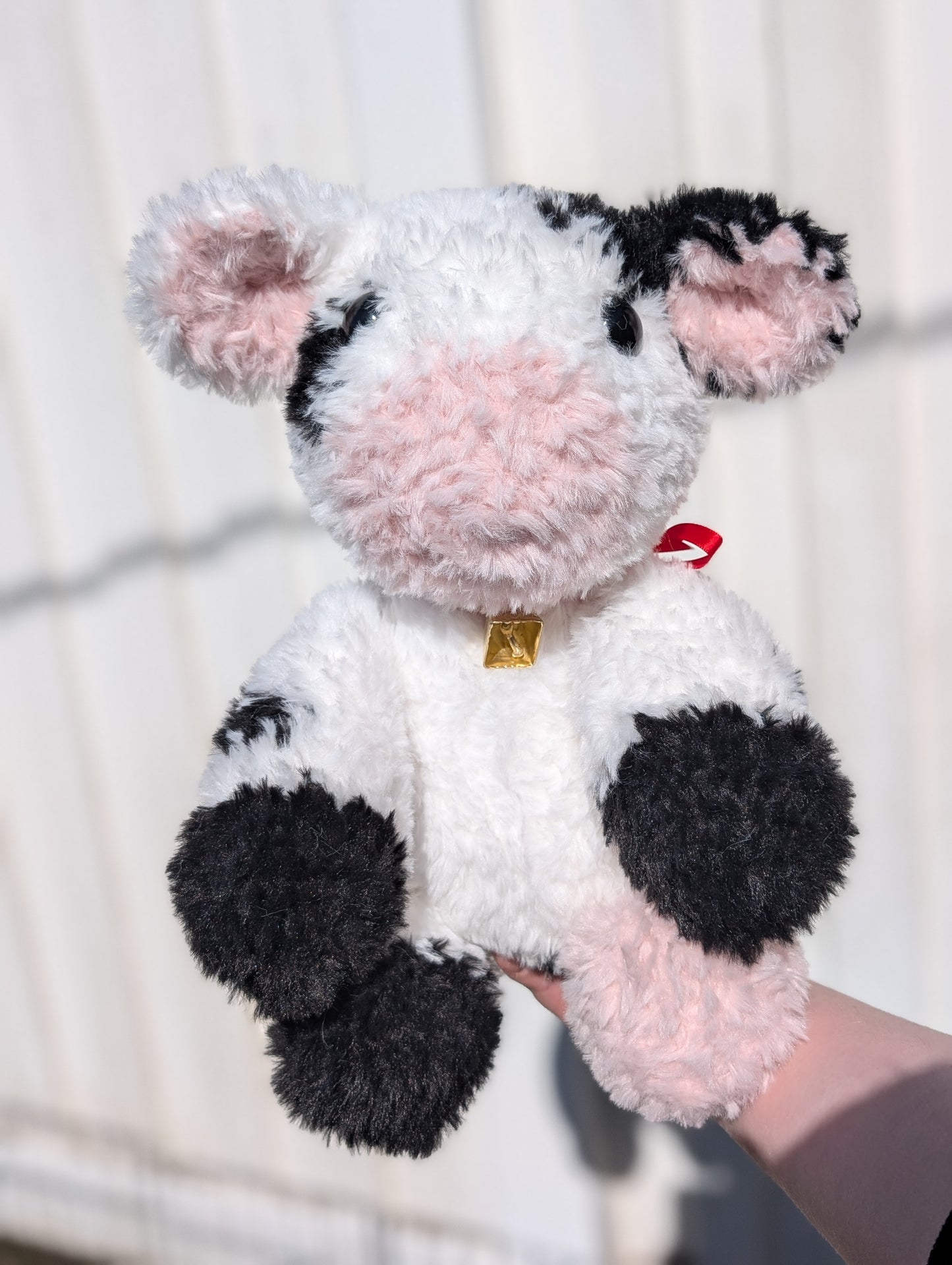 Jumbo Fluffy Sitting Cow Crochet Plushie