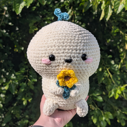 Velvet Sunflower Sprout Boy Crochet Plushie