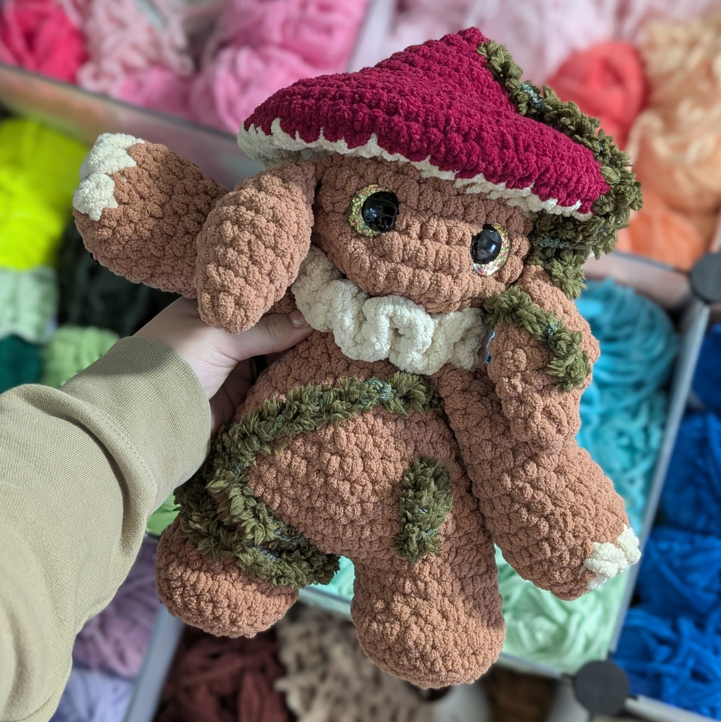 Brown Mossy Shroomkin Mushroom Plushie