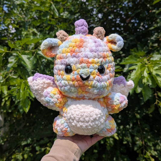 Chubby Pastel Rainbow Sherbet Dragon Crochet Plushie