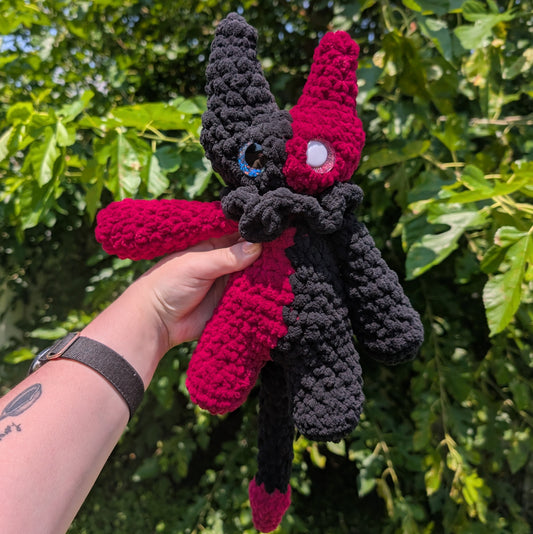 Black & Red Mori the Vessel Crochet Plushie