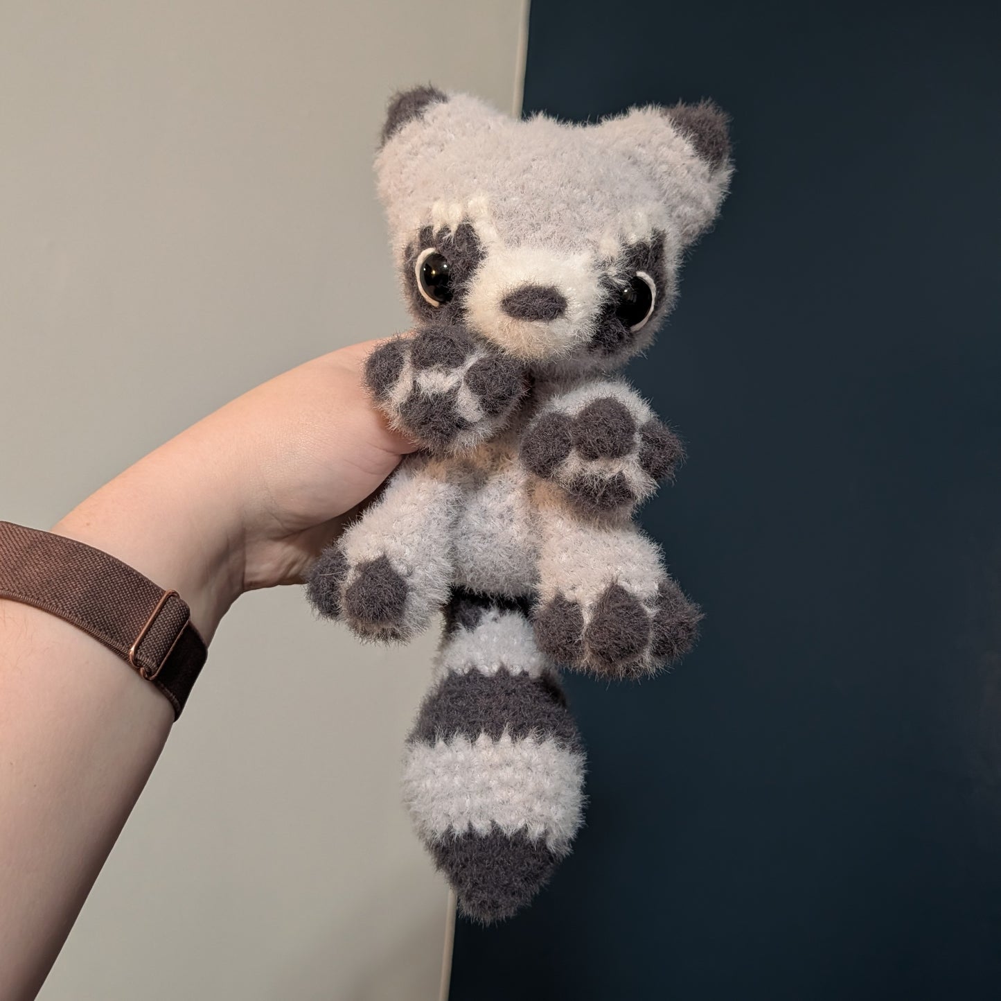 Weighted Fuzzy Raccoon Snuggler Crochet Plushie