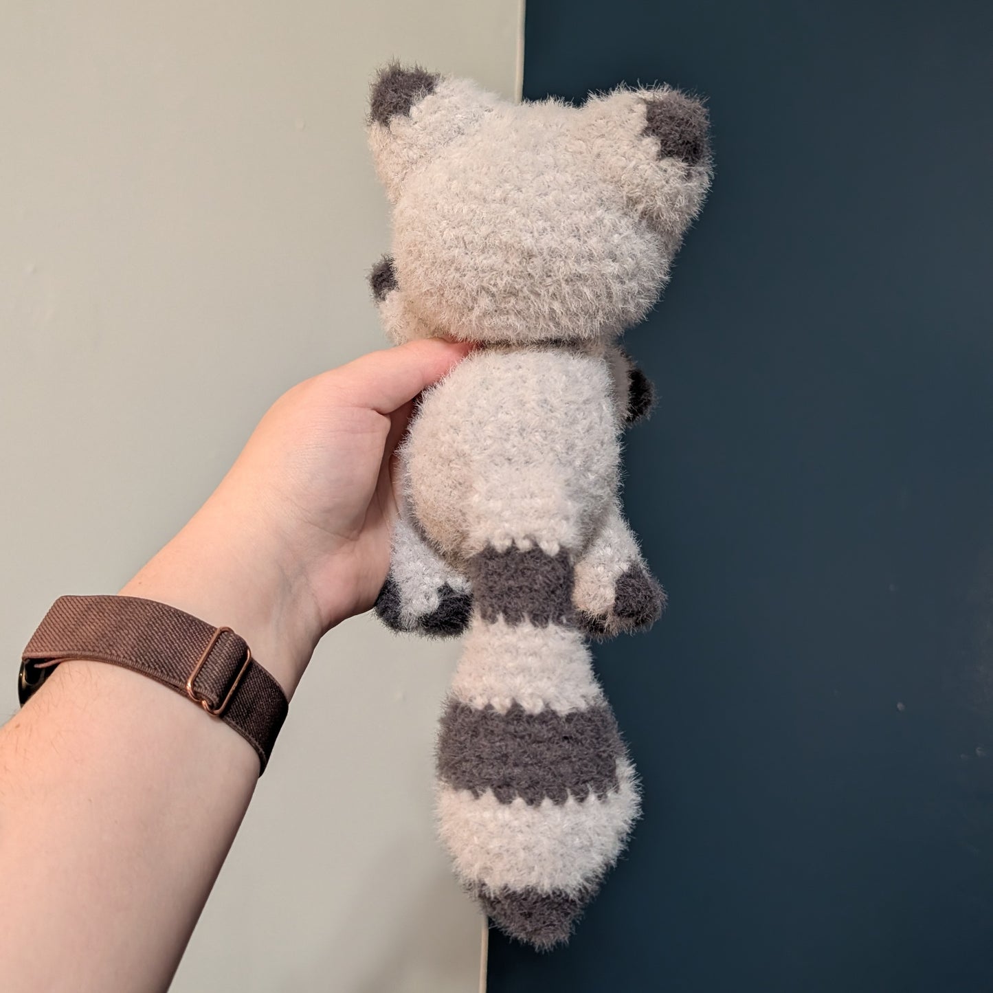 Weighted Fuzzy Raccoon Snuggler Crochet Plushie