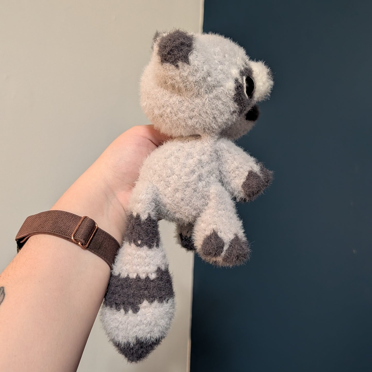 Weighted Fuzzy Raccoon Snuggler Crochet Plushie