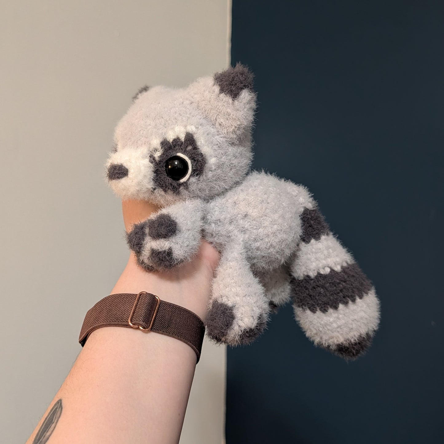 Weighted Fuzzy Raccoon Snuggler Crochet Plushie