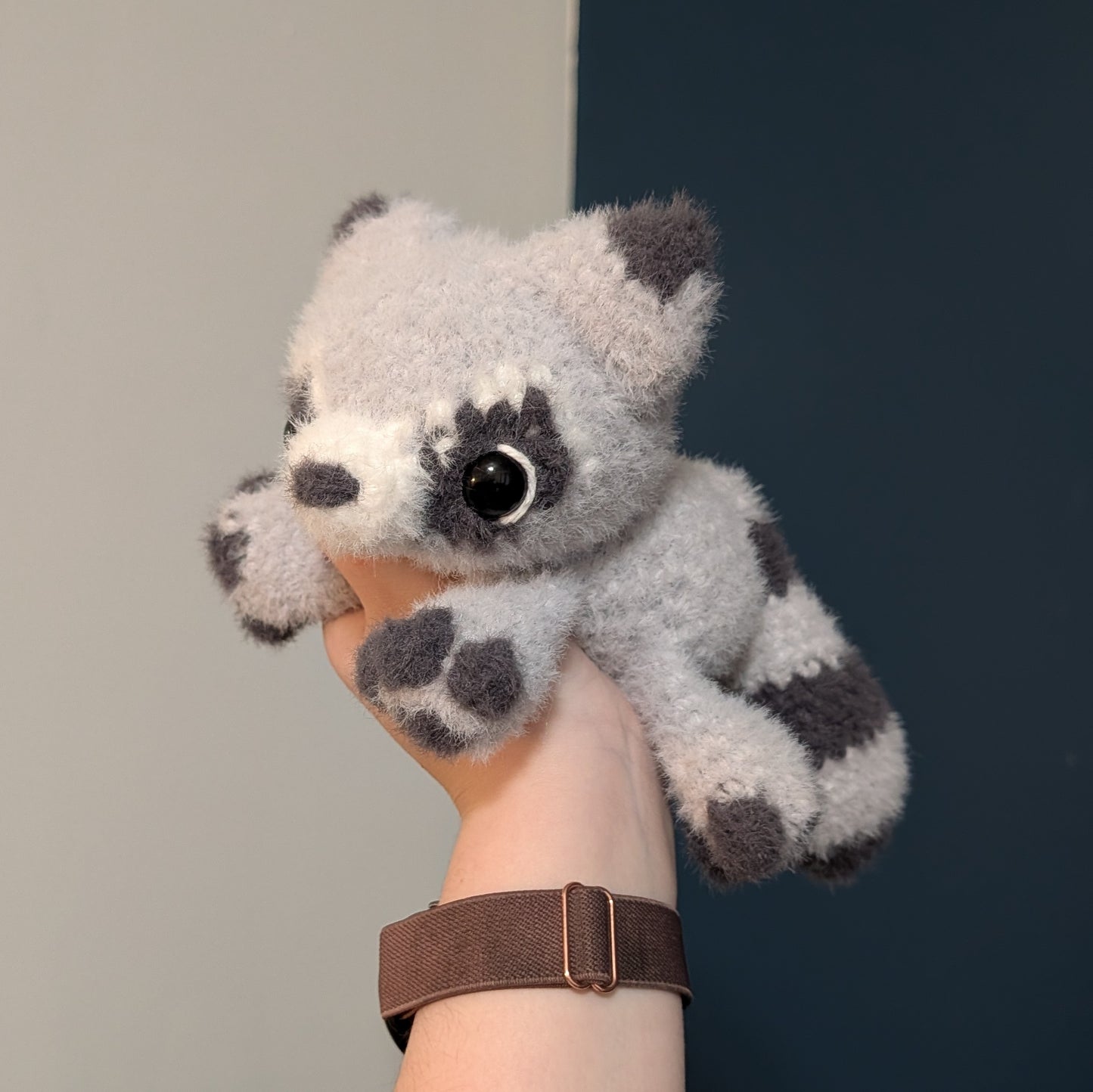 Weighted Fuzzy Raccoon Snuggler Crochet Plushie