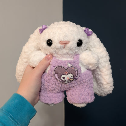 Fuzzy Kawaii Japanese Baby Bunny Crochet Plushie (removable overalls)
