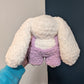 Fuzzy Kawaii Japanese Baby Bunny Crochet Plushie (removable overalls)