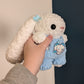 Fuzzy Kawaii Japanese Baby Bunny Crochet Plushie (removable overalls)