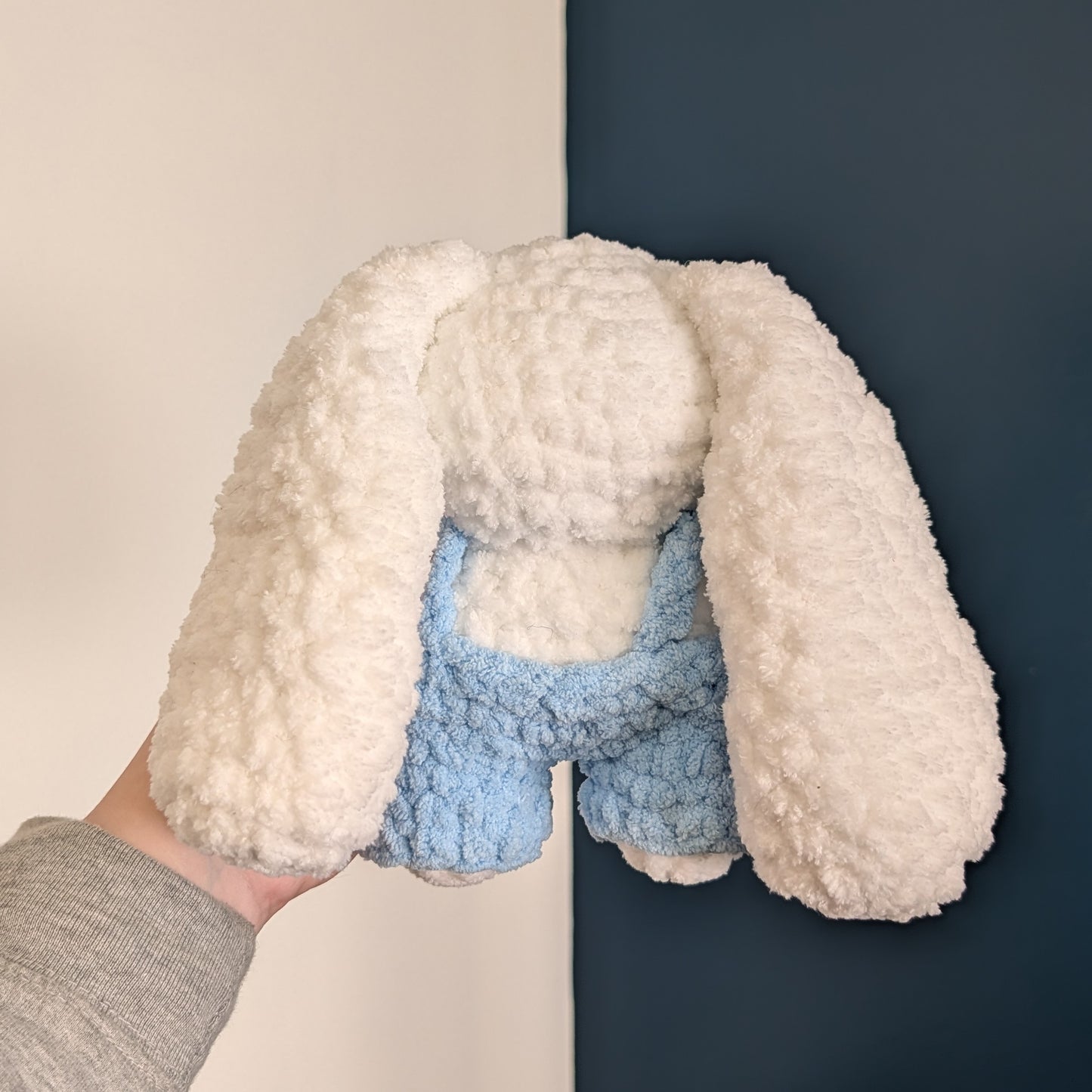 Fuzzy Kawaii Japanese Baby Bunny Crochet Plushie (removable overalls)