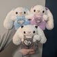 Fuzzy Kawaii Japanese Baby Bunny Crochet Plushie (removable overalls)