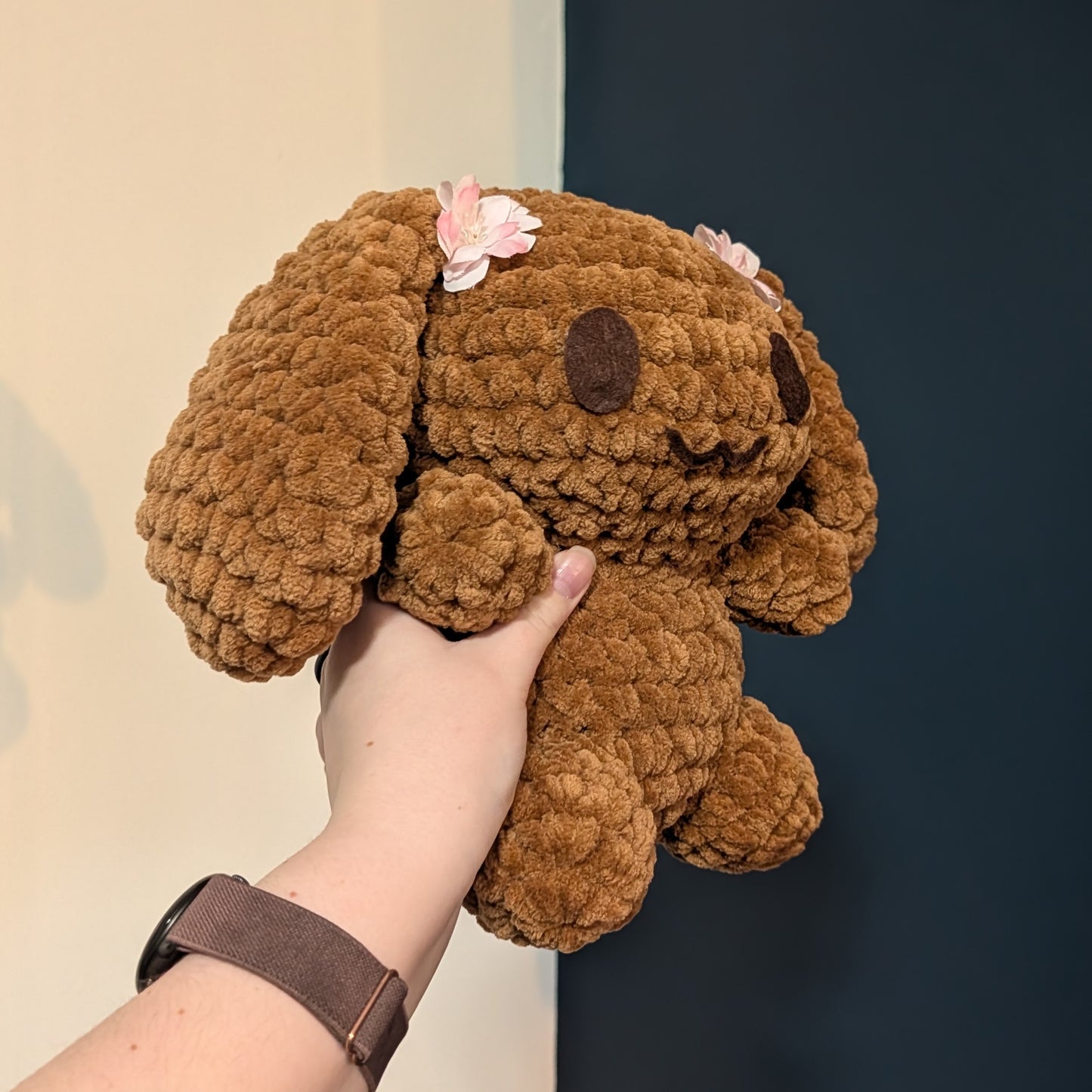 MADE TO ORDER Jumbo Kawaii Japanese Brown Puppy Dog Bunny Crochet Plushie
