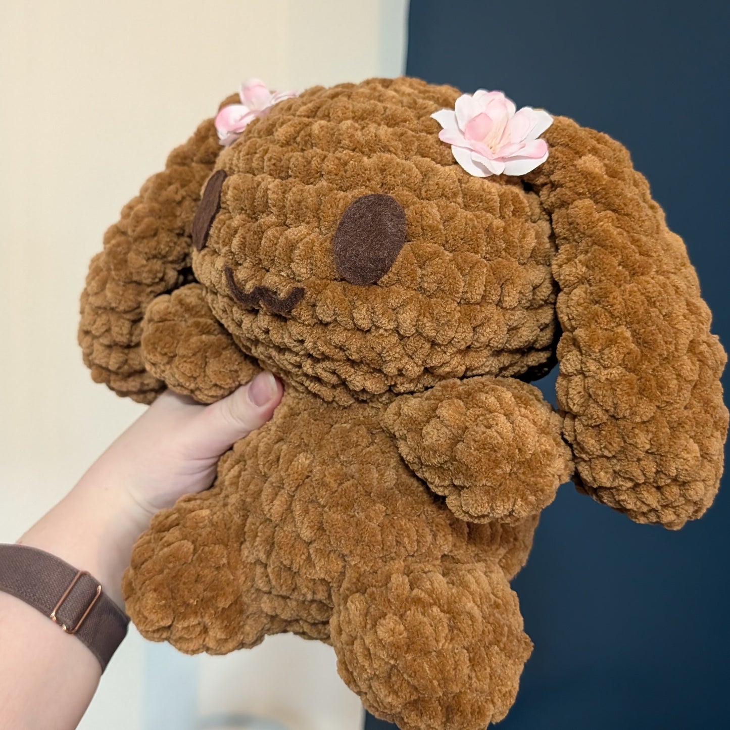 MADE TO ORDER Jumbo Kawaii Japanese Brown Puppy Dog Bunny Crochet Plushie