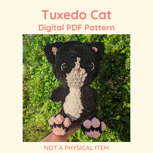 Patrón de crochet de gato blanco y negro de esmoquin // NO ES UN ARTÍCULO FÍSICO