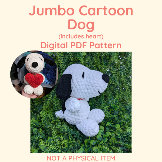 Cartoon Dog Crochet Pattern (includes heart) // NOT A PHYSICAL ITEM