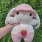 Jumbo Strawberry Bunny in Outfit Crochet Plushie (removable hat & overalls) [Archived]