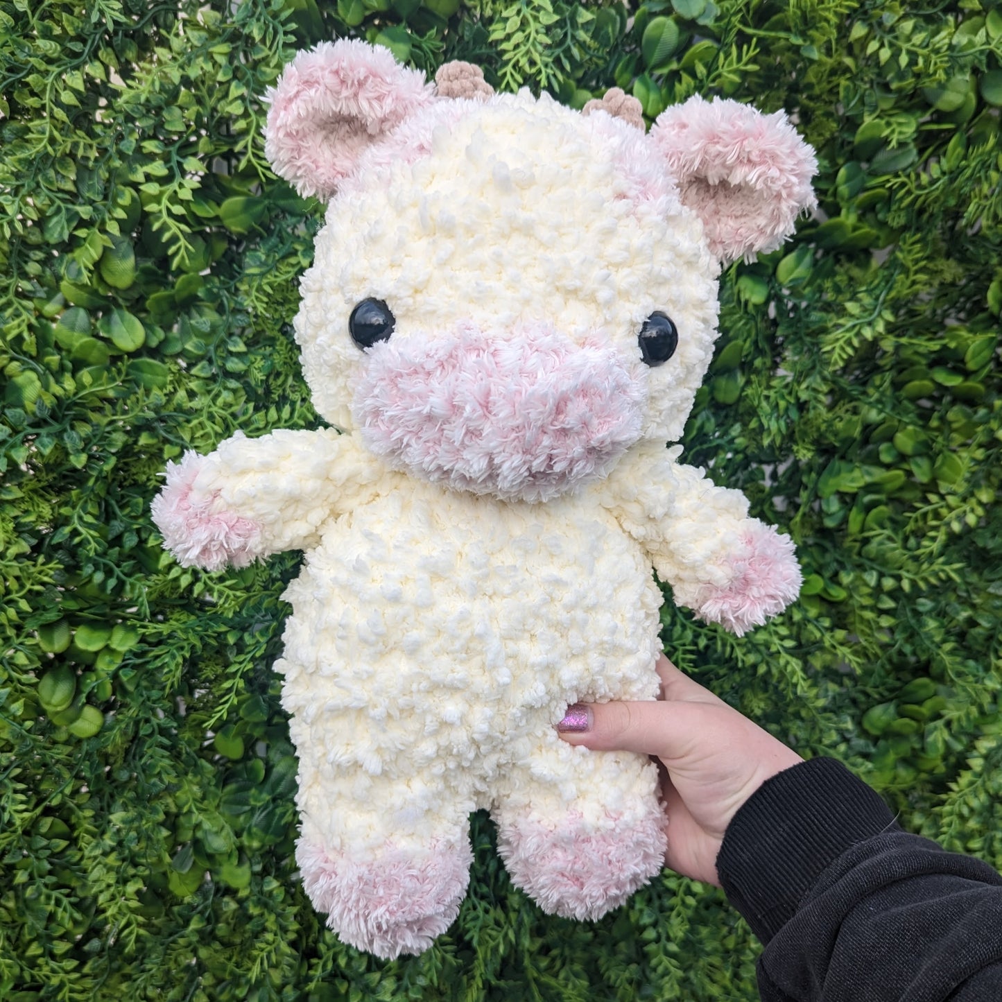 Jumbo Fuzzy Fluffy Pink Cow Crochet Plushie [Archived]
