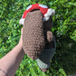 Jumbo Brown Mushroom Bunny Crochet Plushie (removable hat & overalls)