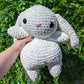 Jumbo White Mushroom Bunny Crochet Plushie (sombrero y mono extraíbles)