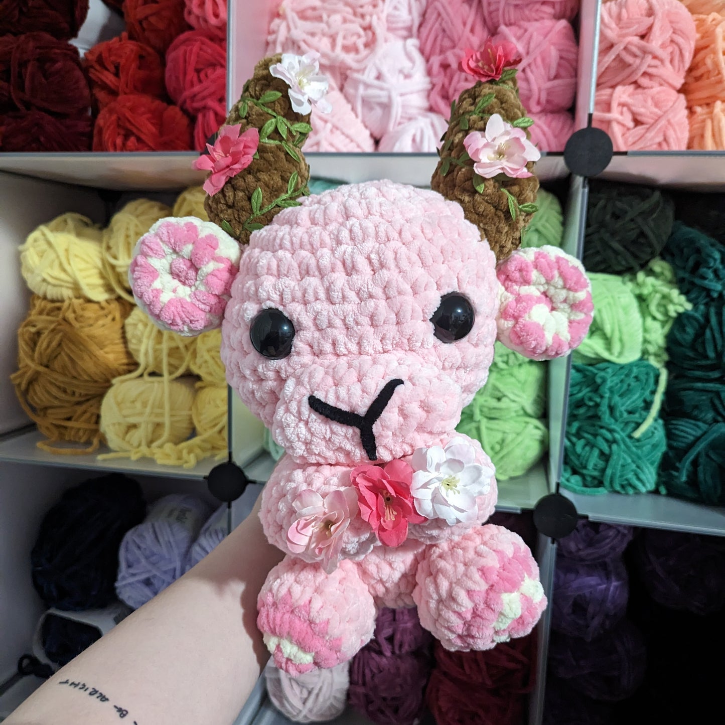 Jumbo Sakura Cherry Blossom Baphomet Goat Crochet Plushie [Archived]