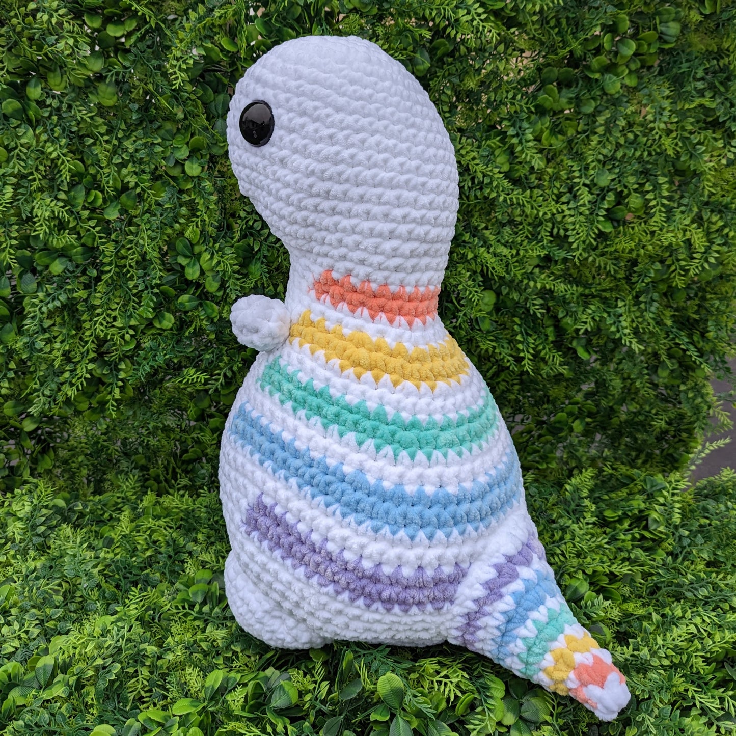 Giant Pastel Rainbow TRex Dinosaur Crochet Plushie
