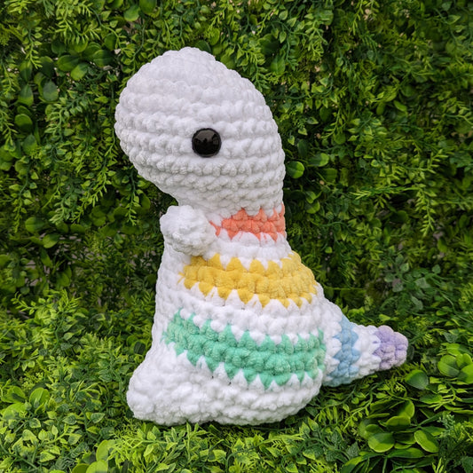 Jumbo Pastel Rainbow TRex Dinosaurio Crochet Peluche