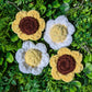 Sunflower or Daisy Flower Crochet Plush Keychain