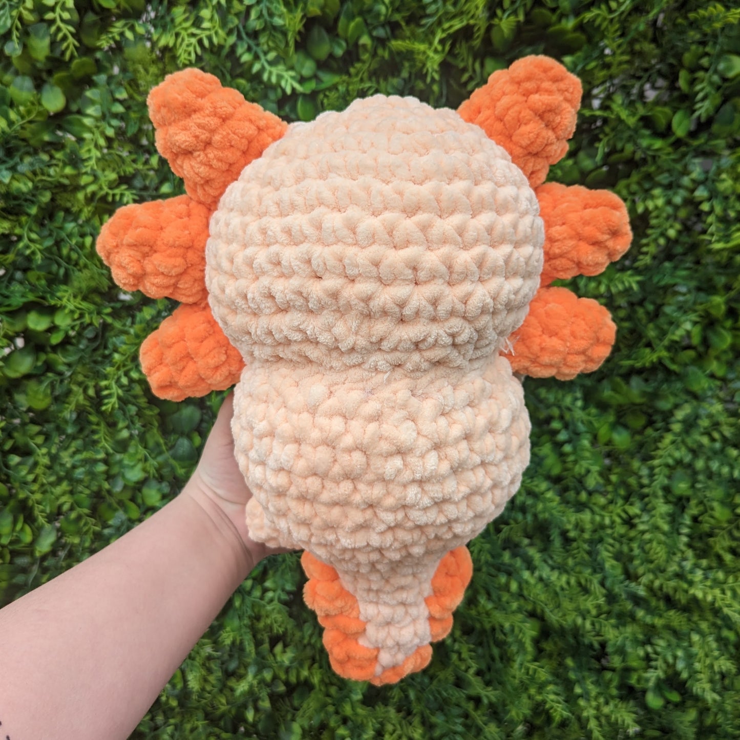 Jumbo Orange Creamsicle Axolotl Crochet Plushie