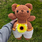 Jumbo Sunflower Teddy Bear in Overalls Crochet Plushie (removable accessories) [Archived]