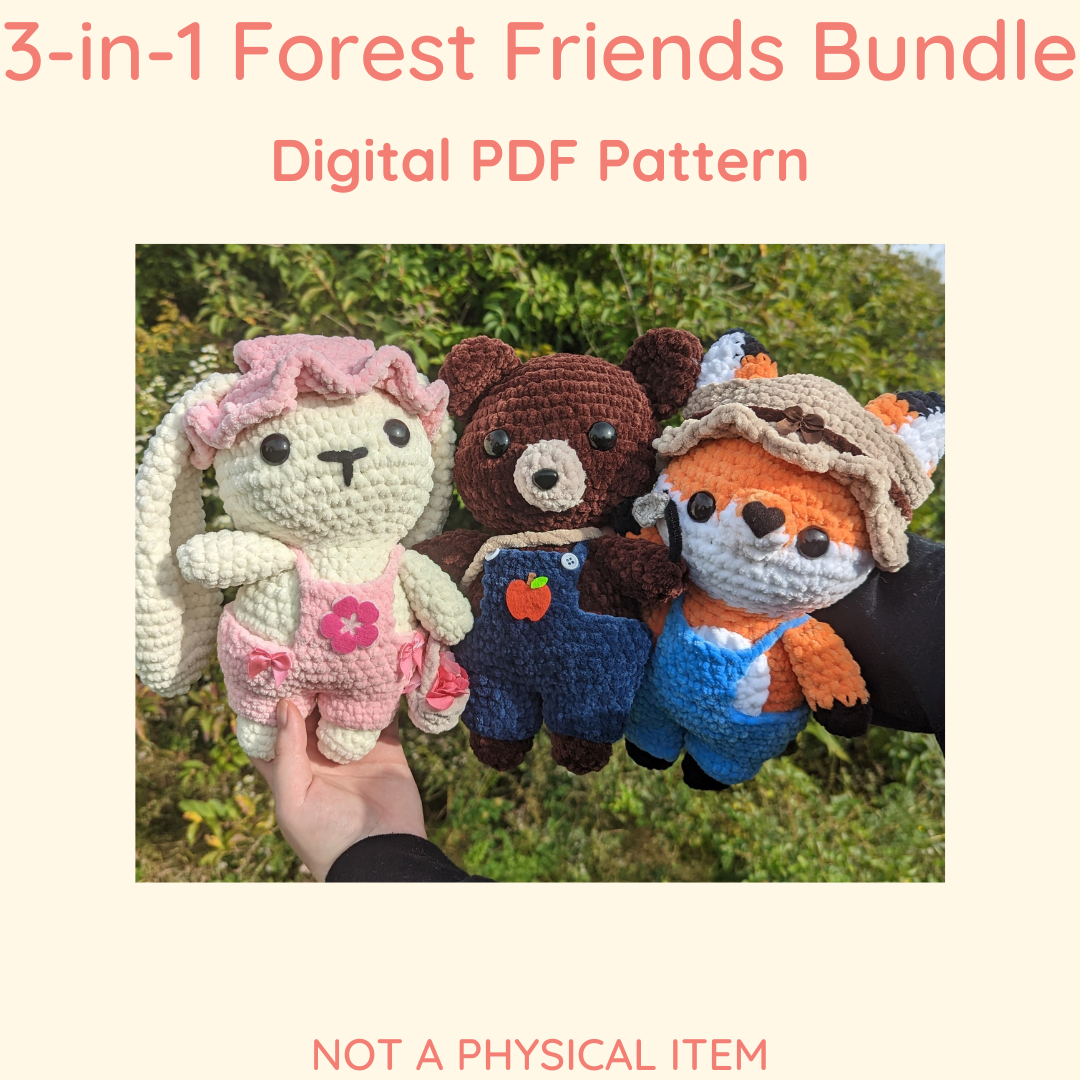3-in-1 Forest Friends Crochet Pattern Bundle // NOT PHYSICAL ITEM