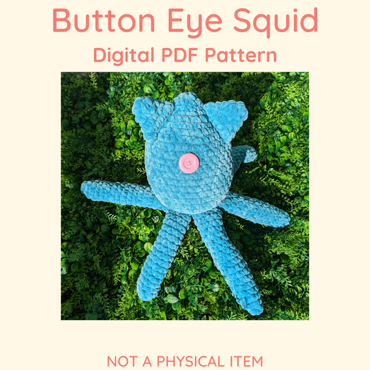 Patrón de crochet Coraline de calamar con ojos de botón // NO ES UN ARTÍCULO FÍSICO