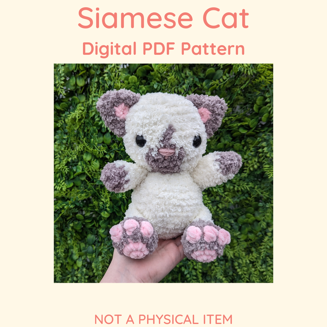 Siamese Cat Crochet Pattern // NOT A PHYSICAL ITEM