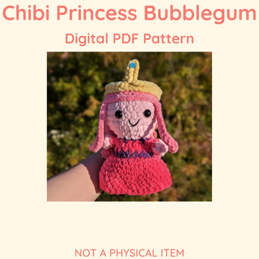Patrón de ganchillo estilo princesa Bubblegum Chibi // ARTÍCULO NO FÍSICO